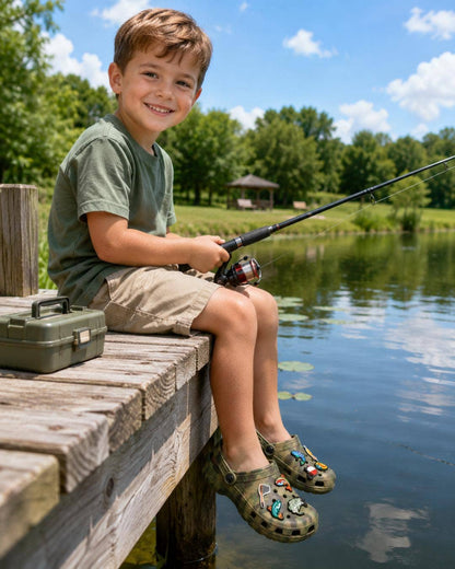 Set of 8 Fishing Shoe Charms Croc