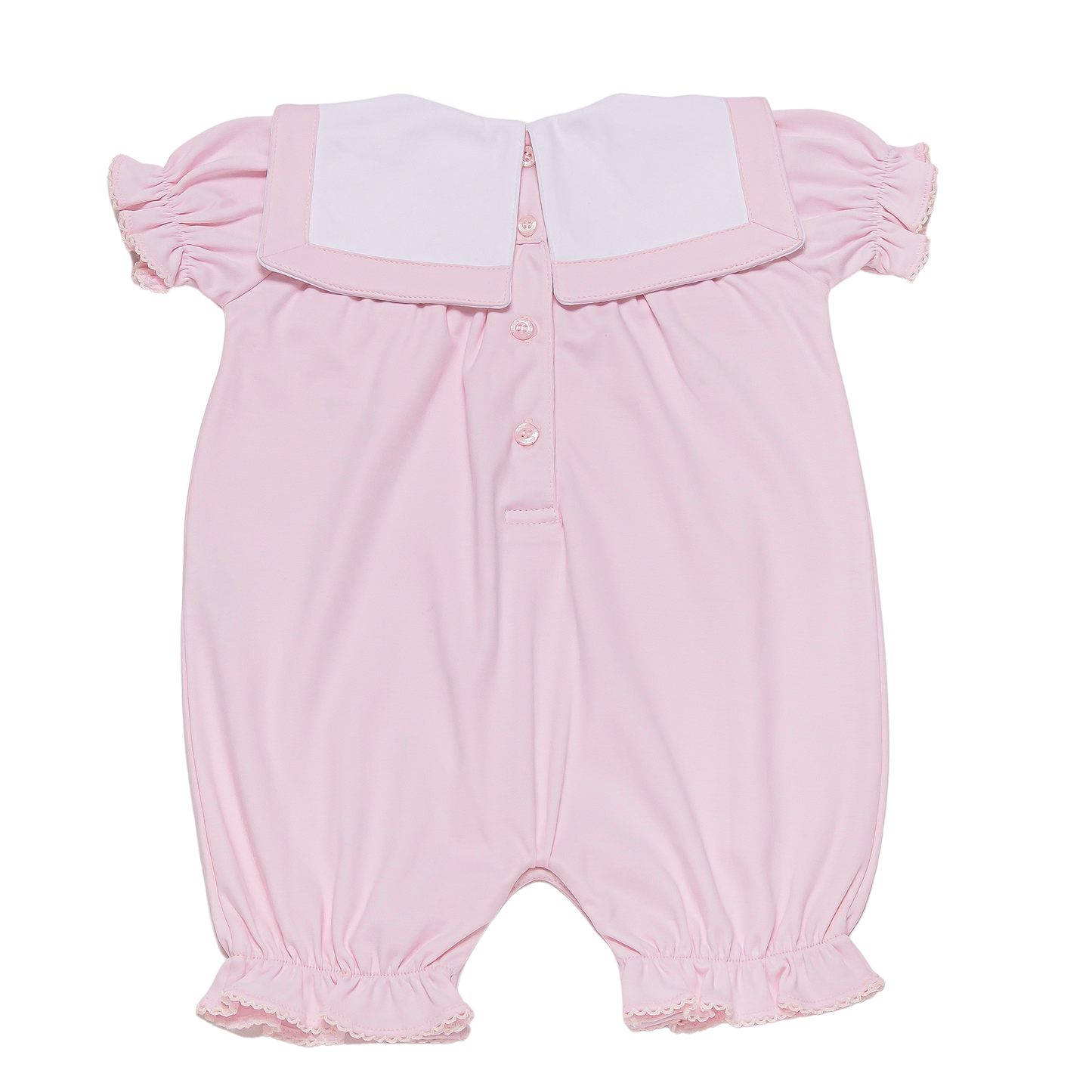 Baby Beach Girl Square Collar Pima Romper