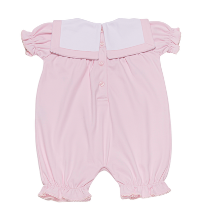 Baby Beach Girl Square Collar Pima Romper