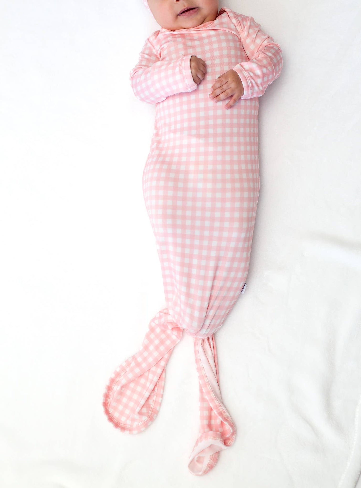Pink Gingham Knotted Infant Gown