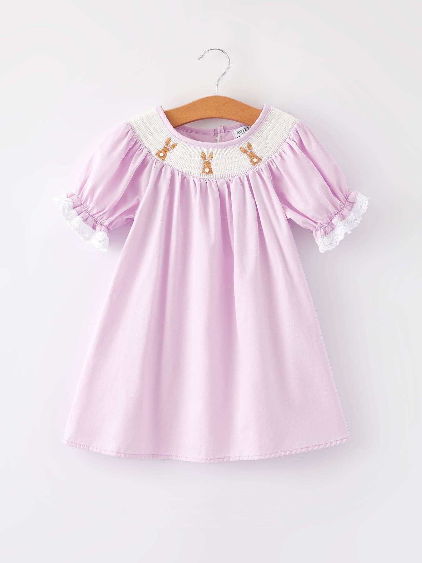 Purple Easter Bunny Lace Smock Dress