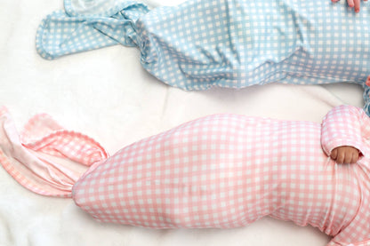 Blue Gingham (Spring/Easter) Knotted Infant Gown