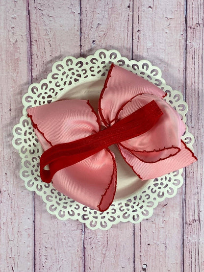 Strawberry Embroidered Moonstitch Hair Bow