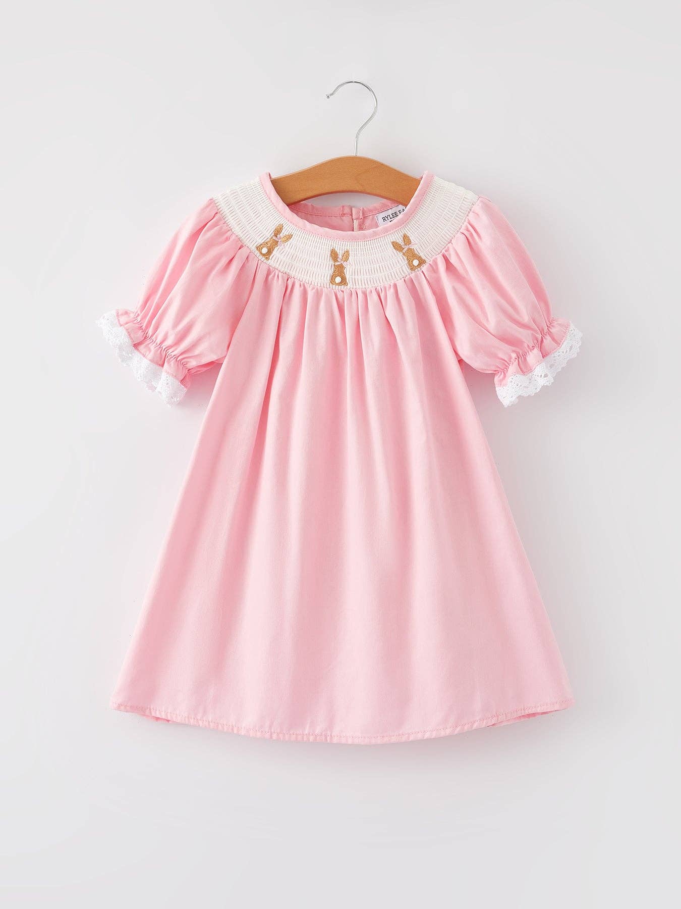 Pink Easter Bunny Lace Smock Dress