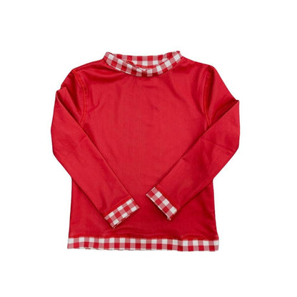 Boys Swim Rashguard - Red Gingham