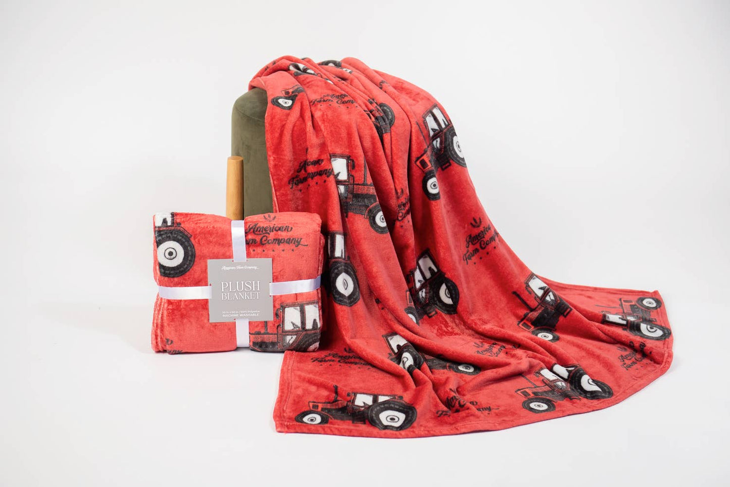 Red Tractor Plush Throw Blanket