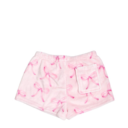 Orchid Floral Bow Cozy Shorts