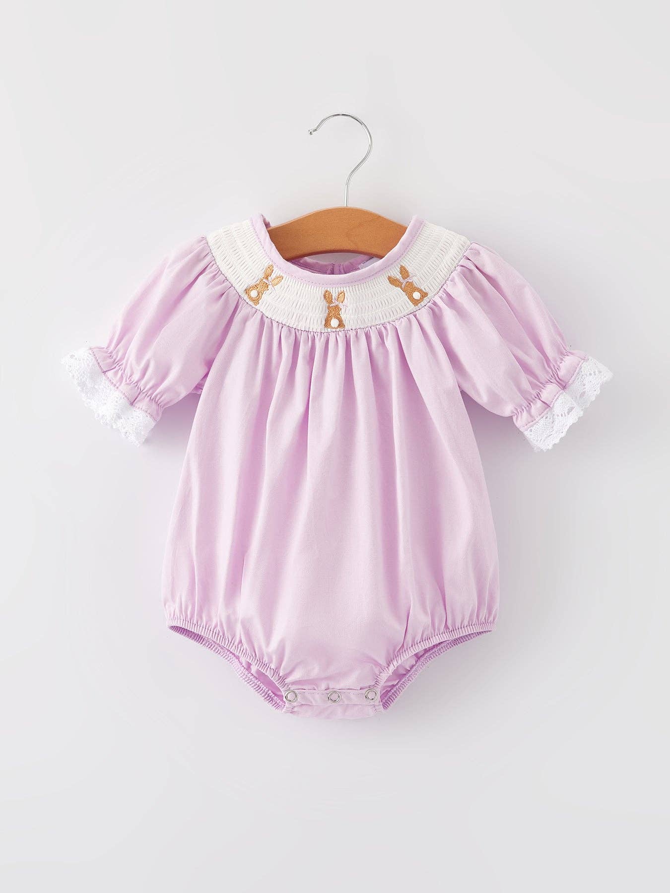 Purple Easter Bunny Lace Smock Bubble