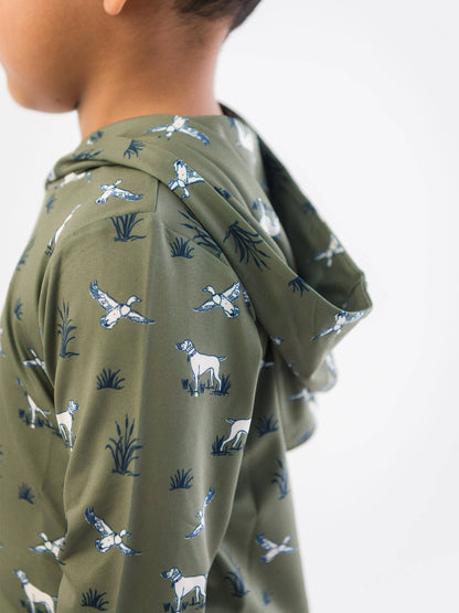 Boys Pond Pups Hunting Dog Performance Hooded Shirt