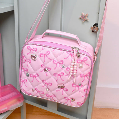 Bow Gem Quilted Lunch Bag with Charm