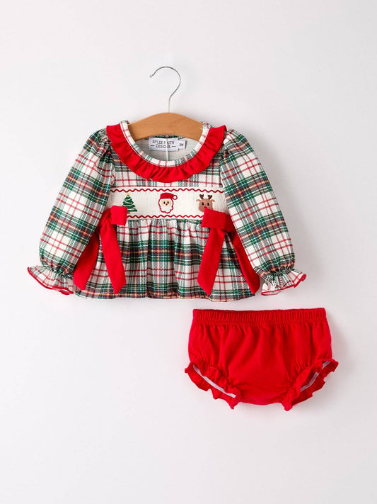 Christmas Plaid Bloomer Set