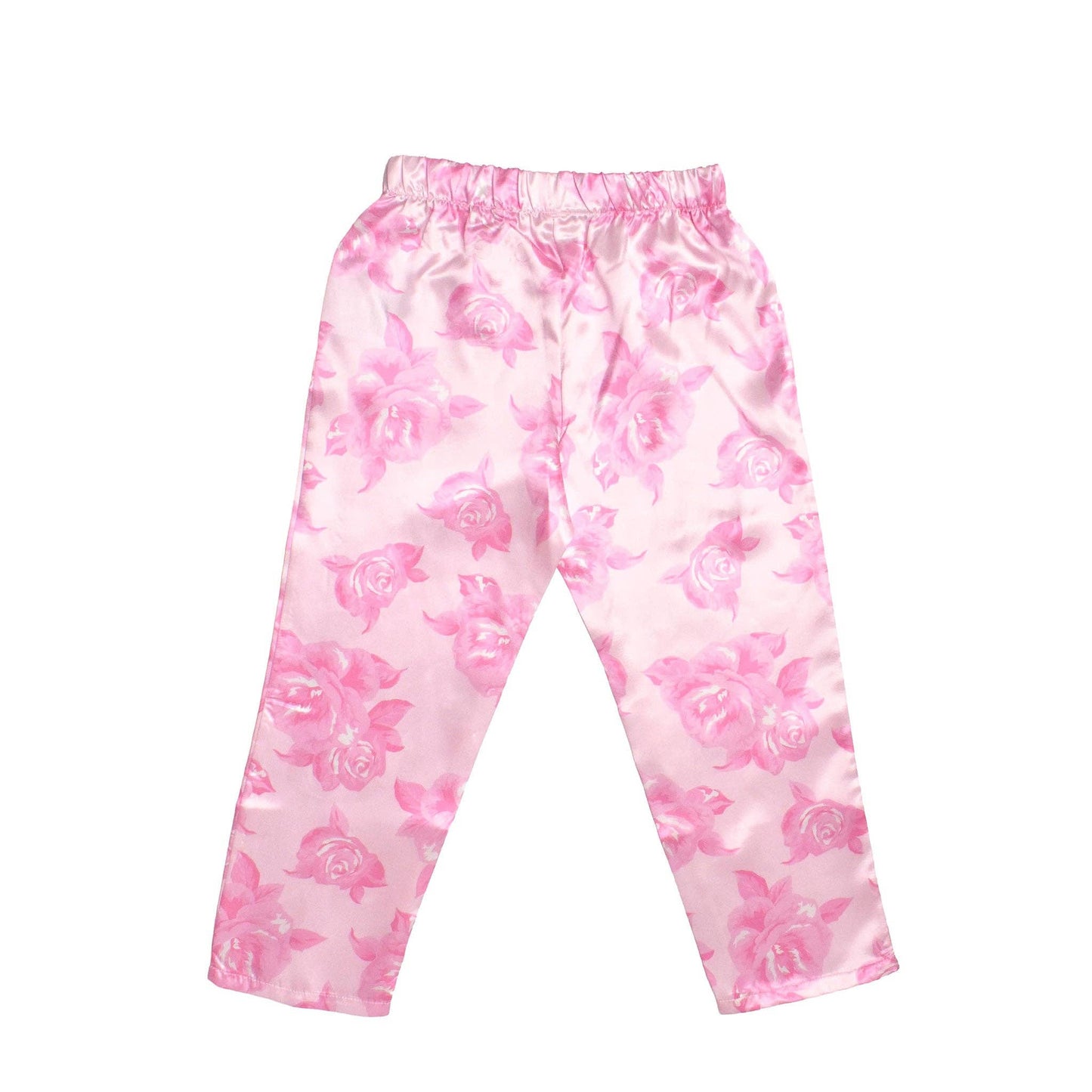 Rose Print Satin Pajama Set with Headband