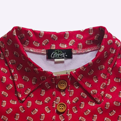 Red Football Boy Collar Shirt
