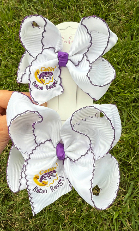 Callin’ Baton Rouge Embroidered  Hair Bow