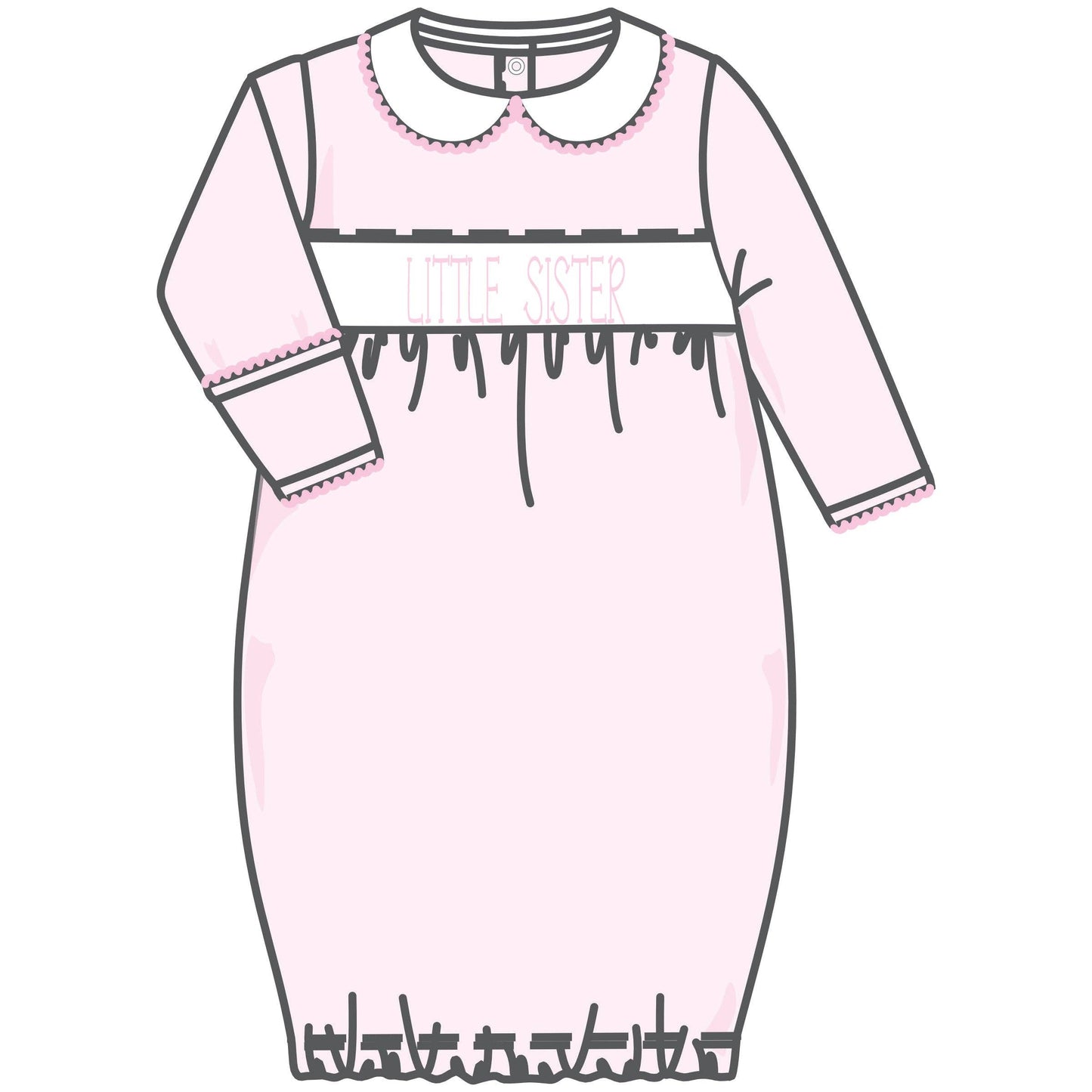 Little Sister Smocked Gathered Gown