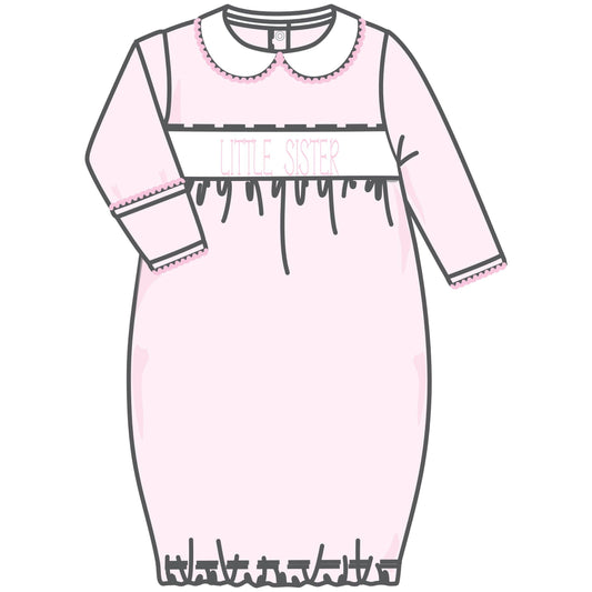 Little Sister Smocked Gathered Gown