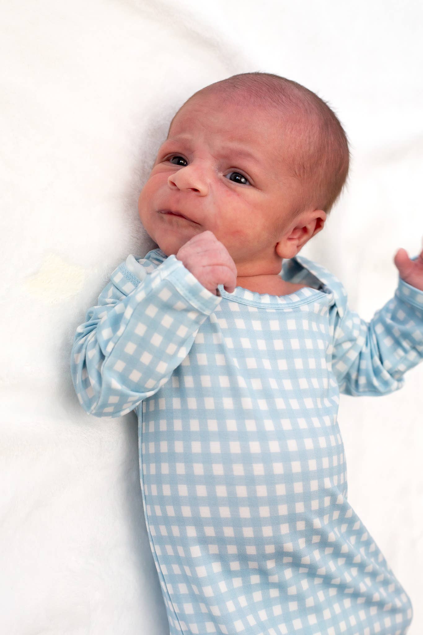 Blue Gingham (Spring/Easter) Knotted Infant Gown