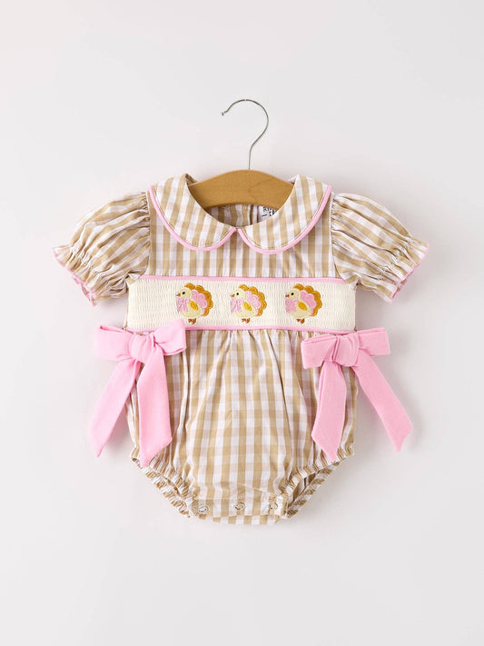 Pink Turkey Smocked Bubble