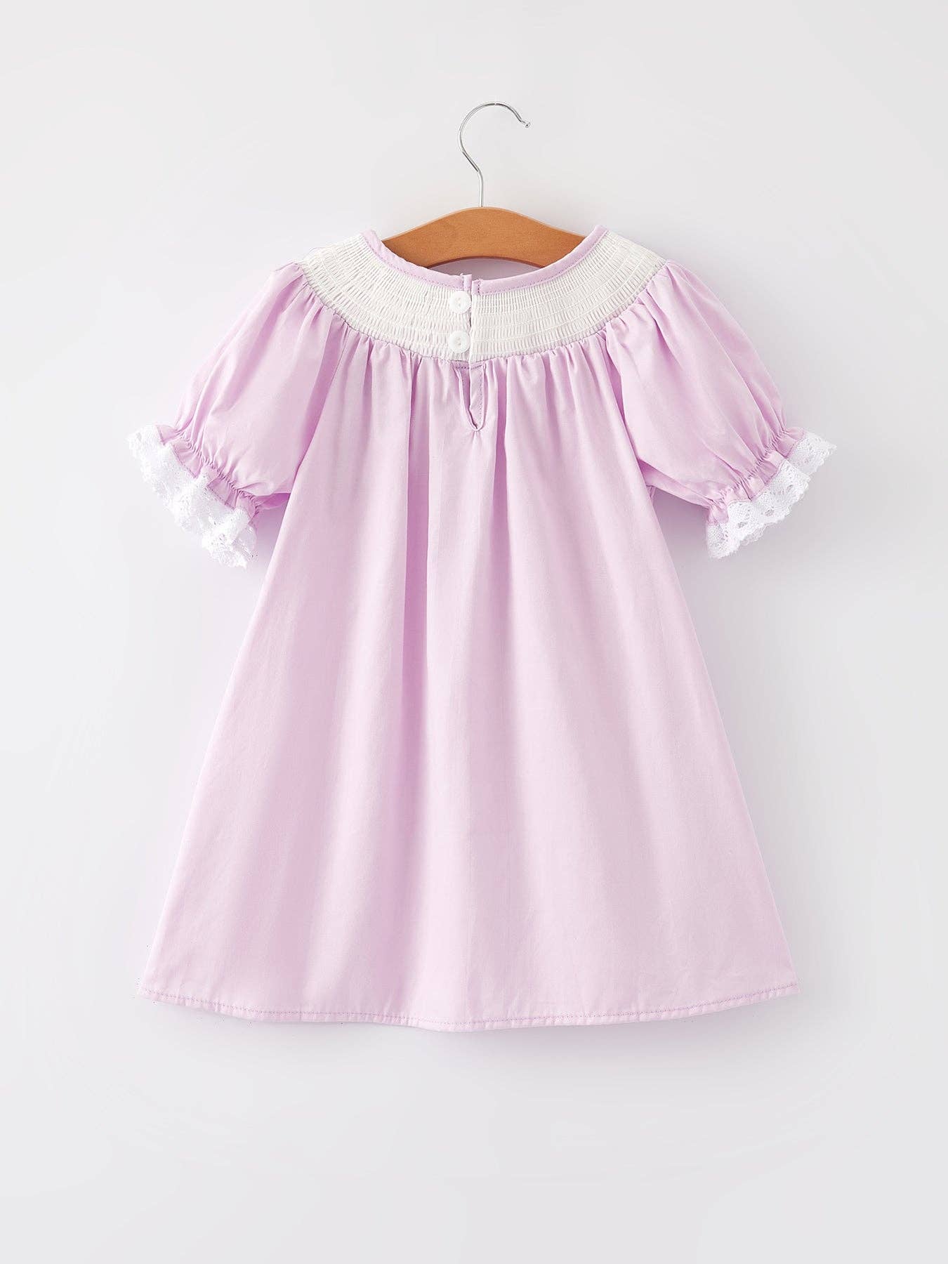 Purple Easter Bunny Lace Smock Dress