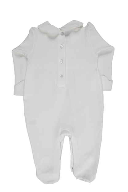 Baby Girl Butterfly Collar Jacquard Luxury Pima Jumpsuit