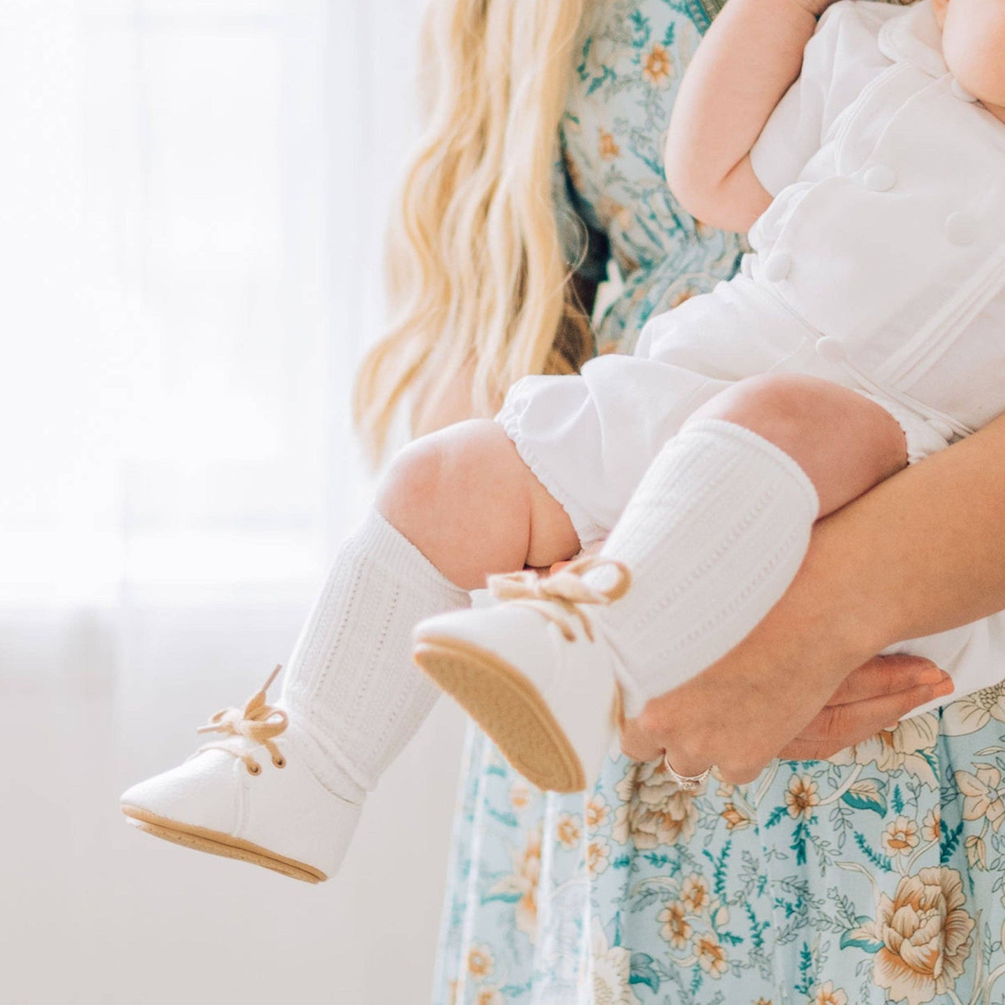 Baby Boy White Cotton Knee High Socks