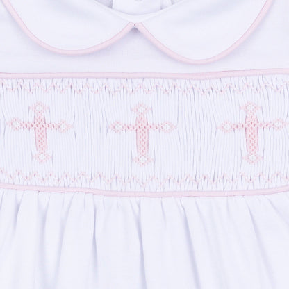 Forever Blessed Smocked Gown - White Pink