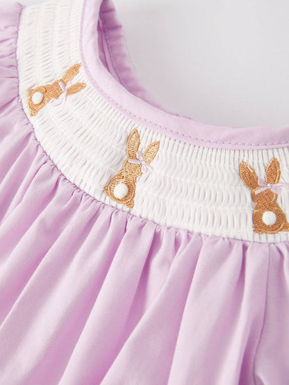 Purple Easter Bunny Lace Smock Bubble