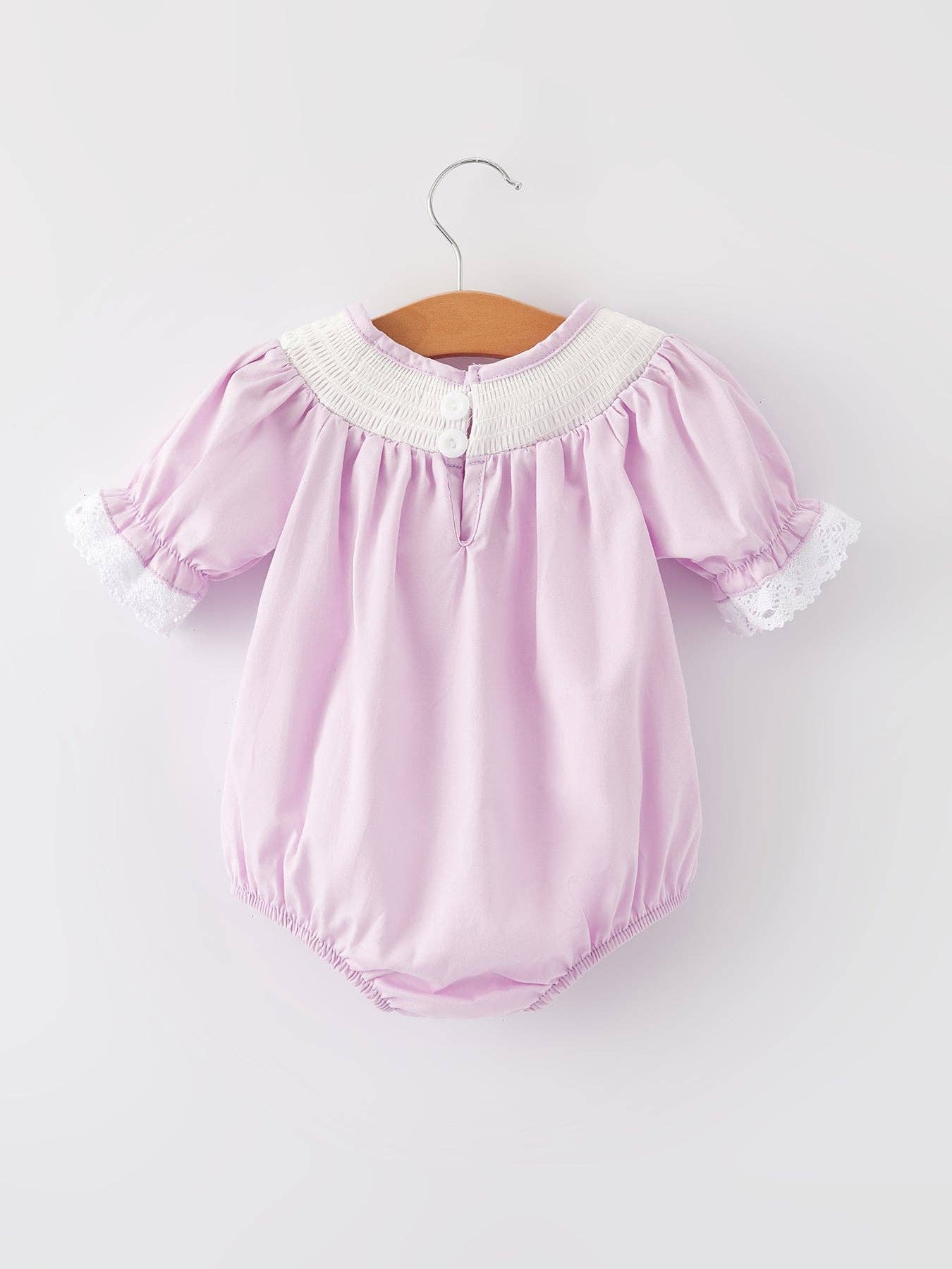 Purple Easter Bunny Lace Smock Bubble