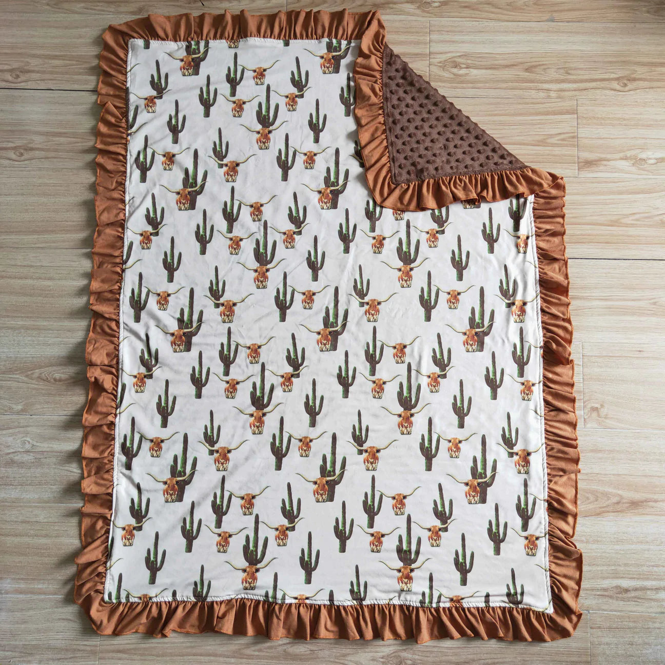 Longhorn Cactus Ruffle Blanket