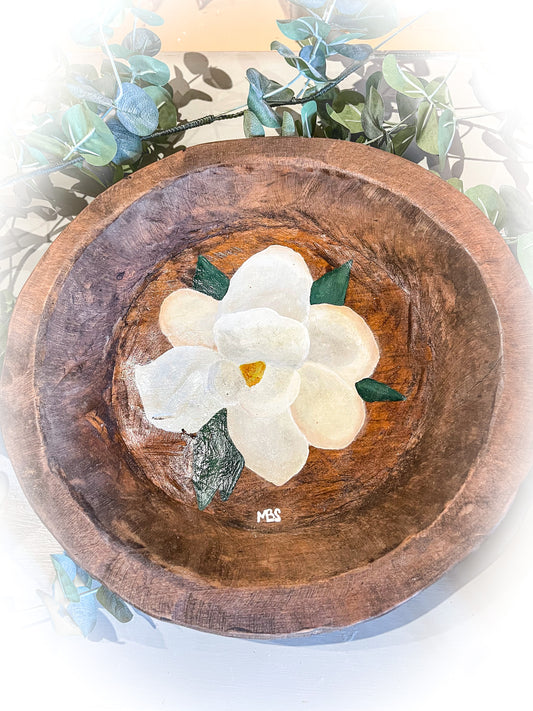 Large Magnolia Dough Bowl Painting