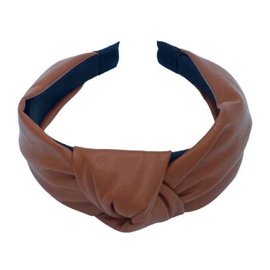 Brown Leather Knot Headband