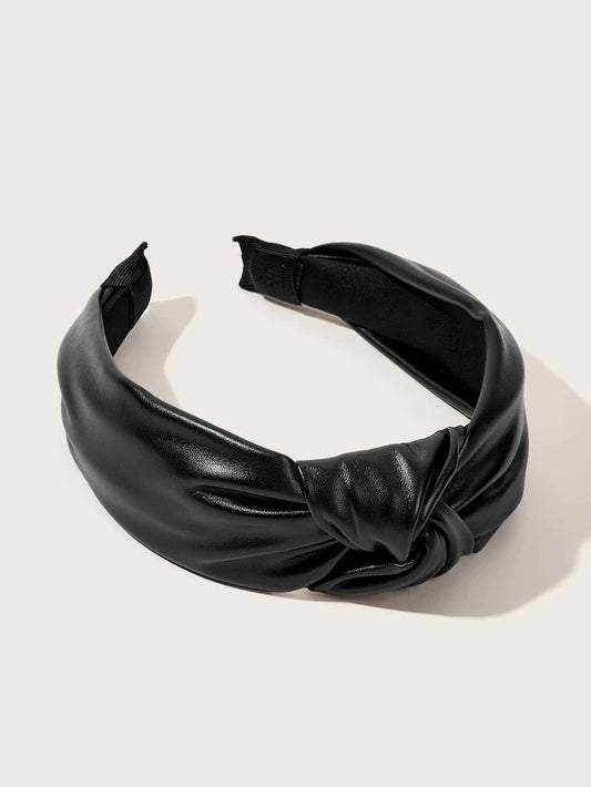 Black Leather Knot Headband